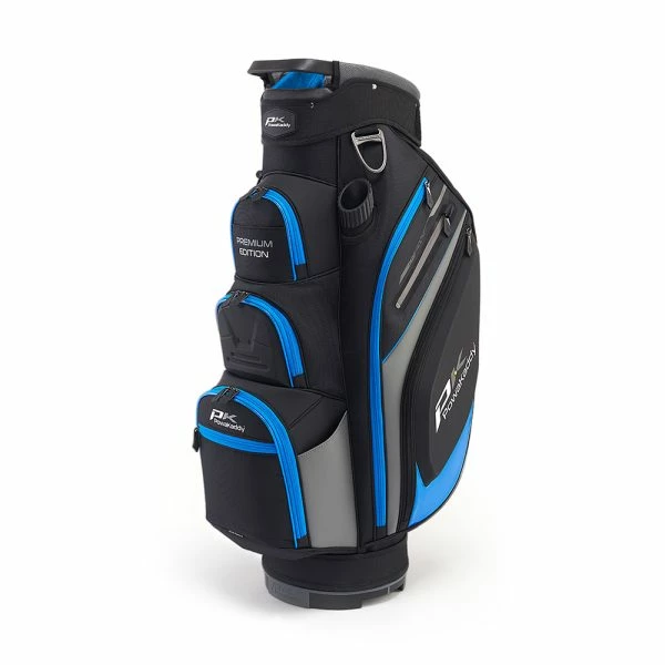 POWAKADDY PREMIUM EDITION CART BAG – BLACK / GUN METAL / BLUE
