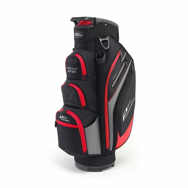 POWAKADDY PREMIUM EDITION CART BAG – BLACK / GUN METAL / RED