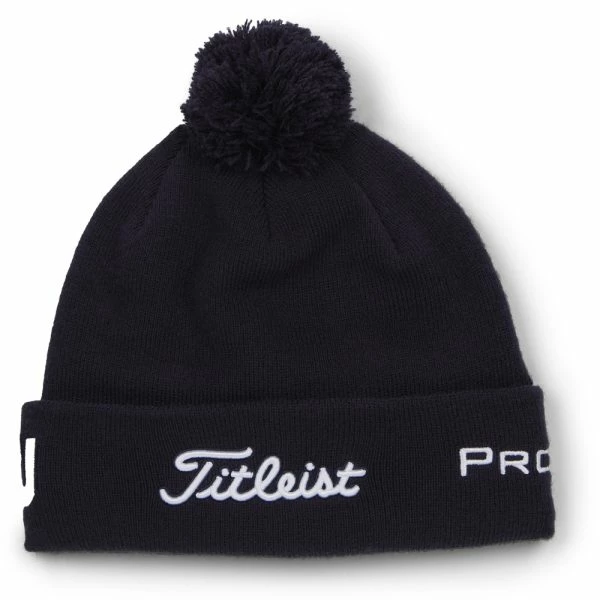 TITLEIST TOUR POM POM BEANIE HAT – NAVY / WHITE