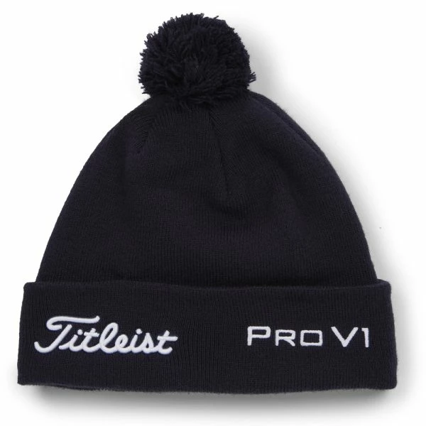 TITLEIST TOUR POM POM BEANIE HAT – NAVY / WHITE - Image 3