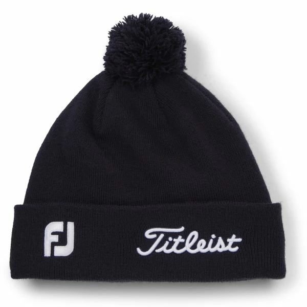TITLEIST TOUR POM POM BEANIE HAT – NAVY / WHITE - Image 4