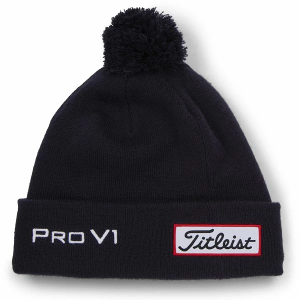 TITLEIST TOUR POM POM BEANIE HAT – NAVY / WHITE - Image 5