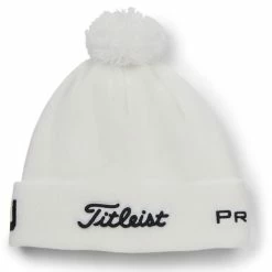 TITLEIST TOUR POM POM BEANIE HAT – WHITE / BLACK