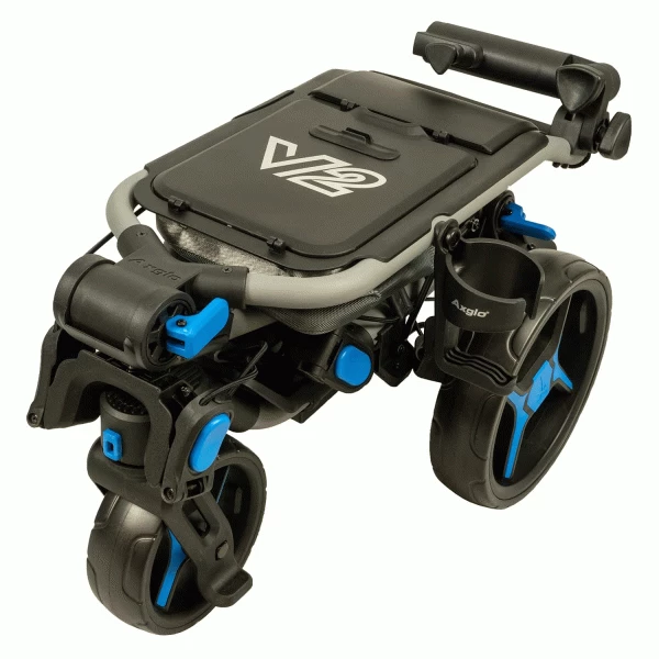 AXGLO TRI-360 V2 GOLF PUSH TROLLEY – GREY / BLUE +FREE £39.99 ACCESSORY PACK - Image 2