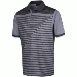 ISLAND GREEN ASSYMETRIC PRINT GOLF POLO SHIRT – GREY
