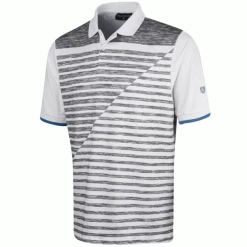 ISLAND GREEN ASSYMETRIC PRINT GOLF POLO SHIRT – WHITE