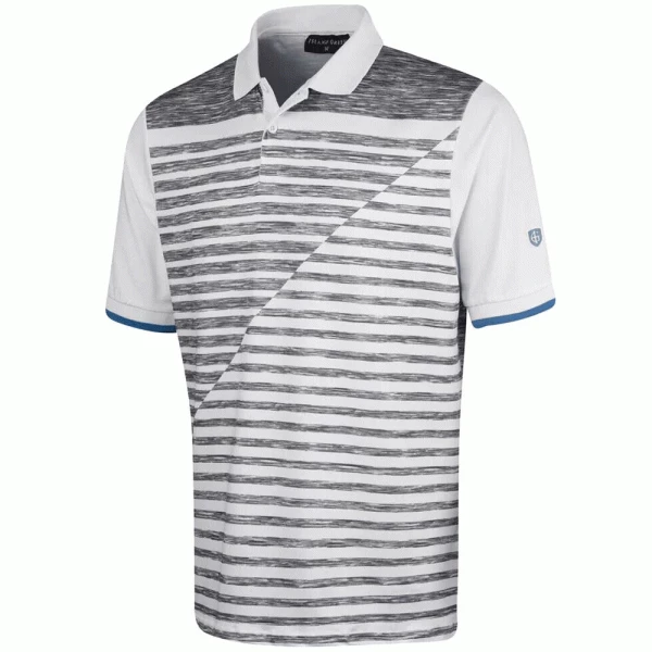 ISLAND GREEN ASSYMETRIC PRINT GOLF POLO SHIRT – WHITE
