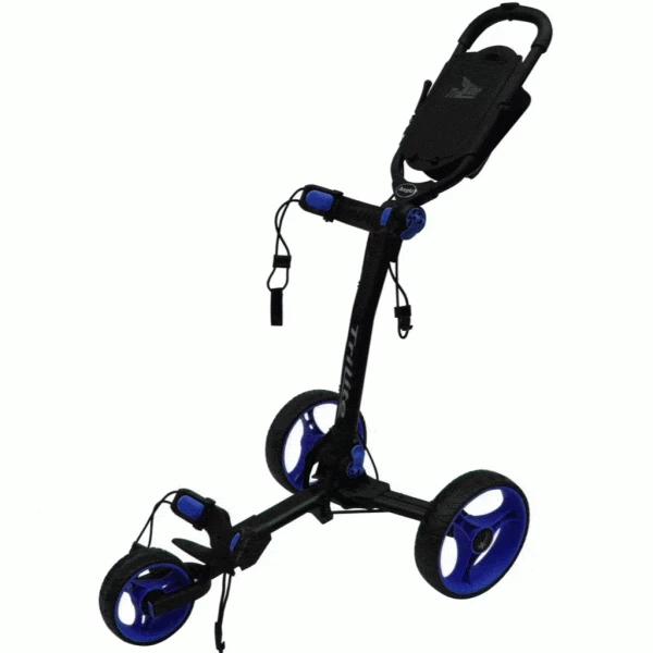AXGLO TRILITE 3 WHEEL GOLF TROLLEY – BLACK / BLUE +FREE £39.99 ACCESSORY PACK