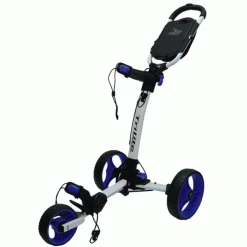 AXGLO TRILITE 3 WHEEL GOLF TROLLEY – WHITE / BLUE +FREE £39.99 ACCESSORY PACK