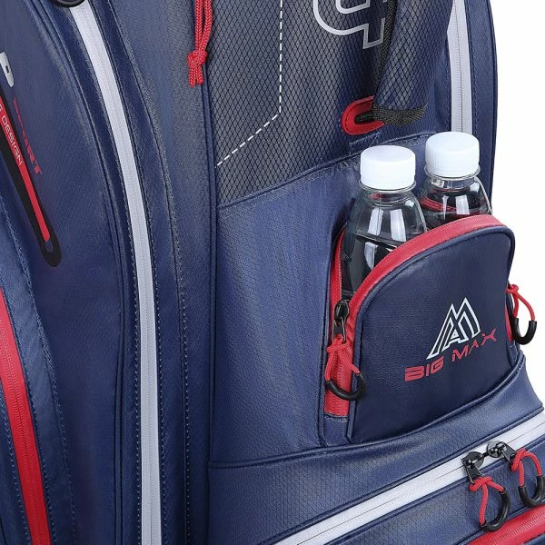 BIG MAX DRILITE SPORT PLUS GOLF CART TROLLEY BAG – NAVY / SILVER / RED - Image 2