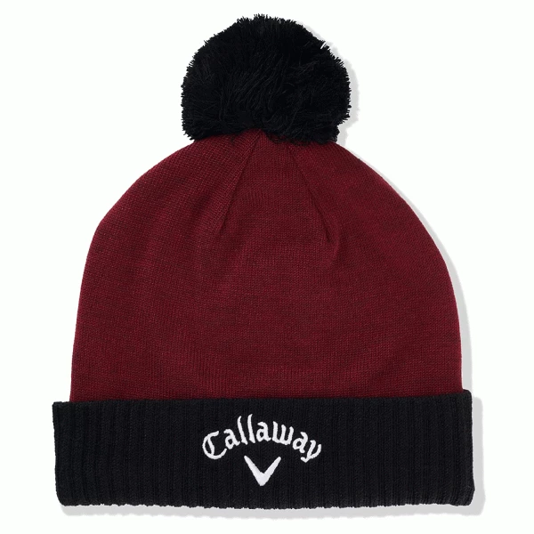 CALLAWAY 2023 TOUR AUTHENTIC POM GOLF BEANIE – WINE / BLACK