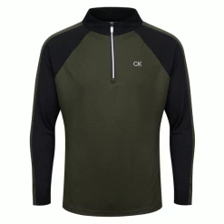 CALVIN KLEIN DRIVE 1/2 ZIP GOLF PULLOVER – OLIVE / BLACK