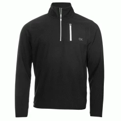 CALVIN KLEIN PLANET FLEECE 1/2 ZIP GOLF PULLOVER – BLACK