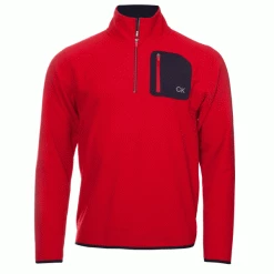 CALVIN KLEIN PLANET FLEECE 1/2 ZIP GOLF PULLOVER – RED