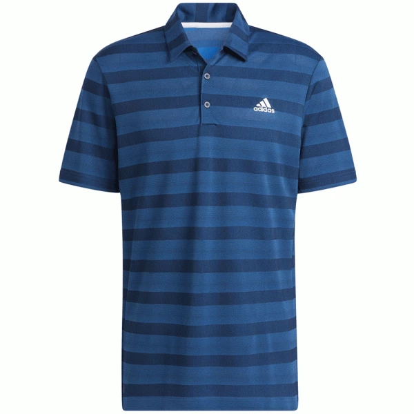ADIDAS PRIMEGREEN 2 COLOUR STRIPE GOLF POLO SHIRT – BLUE RUSH