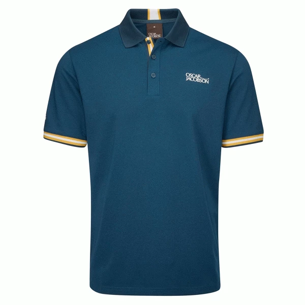 OSCAR JACOBSON DURHAM POLO SHIRT – TEAL / OCHRE