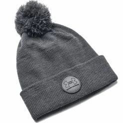 UNDER ARMOUR COLDGEAR INFRARED DRIVER POM BEANIE – PITCH GRAY / BLACK