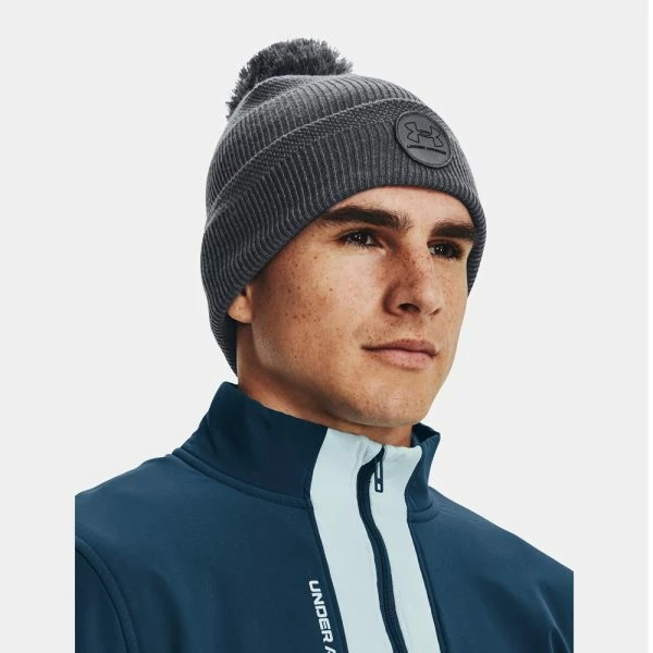 UNDER ARMOUR COLDGEAR INFRARED DRIVER POM BEANIE – PITCH GRAY / BLACK - Image 3