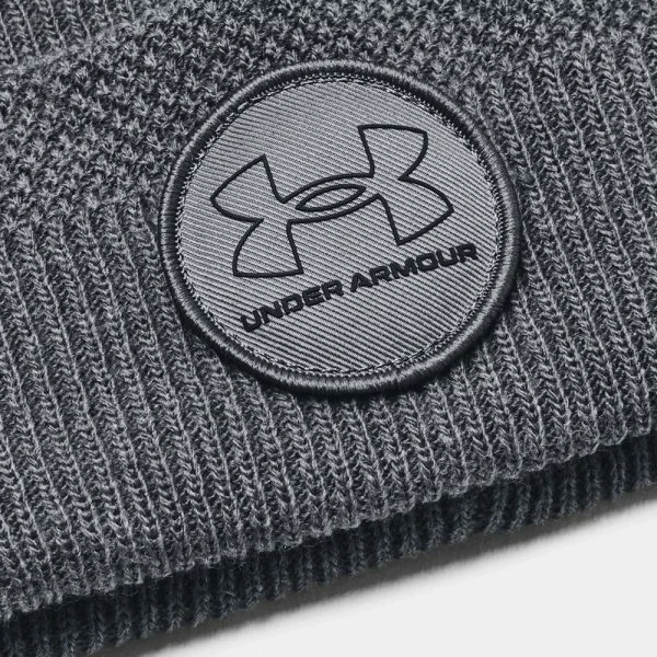 UNDER ARMOUR COLDGEAR INFRARED DRIVER POM BEANIE – PITCH GRAY / BLACK - Image 2