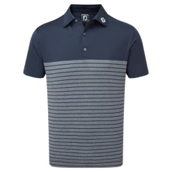 FOOTJOY ENGINEERED HEATHER STRIPE GOLF POLO SHIRT – NAVY
