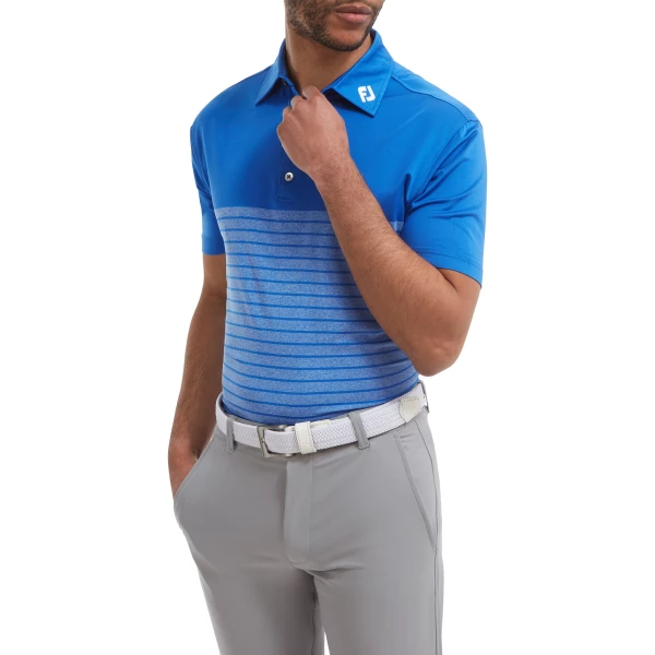 FOOTJOY ENGINEERED HEATHER STRIPE GOLF POLO SHIRT – ROYAL - Image 2