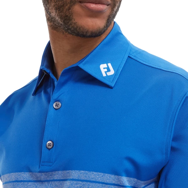 FOOTJOY ENGINEERED HEATHER STRIPE GOLF POLO SHIRT – ROYAL - Image 5