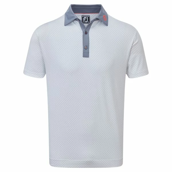 FOOTJOY DIAMOND DOT PRINT GOLF POLO SHIRT – WHITE