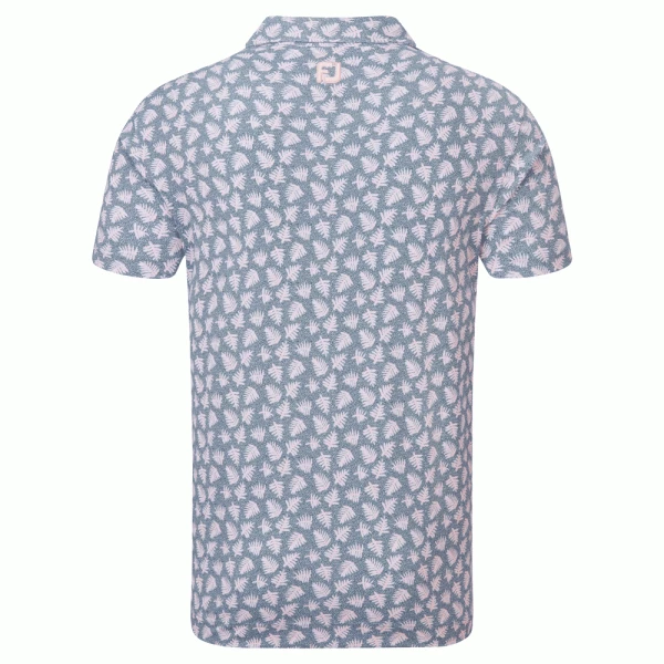 FOOTJOY SHADOW PALM PRINT PIQUE GOLF POLO SHIRT – PINK / GREY - Image 2