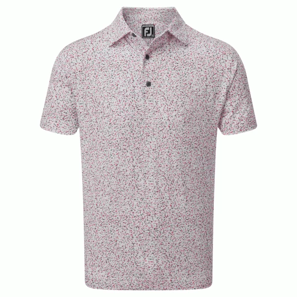 FOOTJOY GRANITE PRINT GOLF POLO SHIRT – WHITE / RED