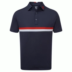 FOOTJOY DOUBLE CHEST BAND PIQUE GOLF POLO SHIRT – NAVY