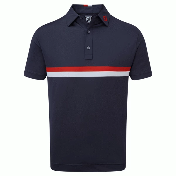 FOOTJOY DOUBLE CHEST BAND PIQUE GOLF POLO SHIRT – NAVY