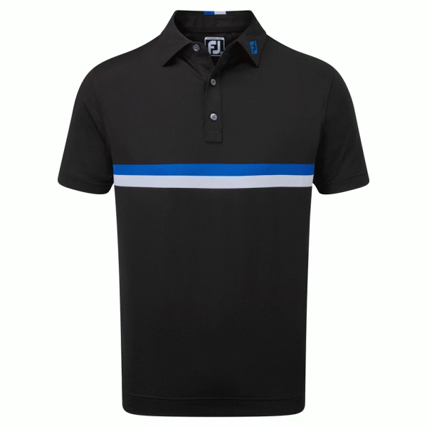 FOOTJOY DOUBLE CHEST BAND PIQUE GOLF POLO SHIRT – BLACK