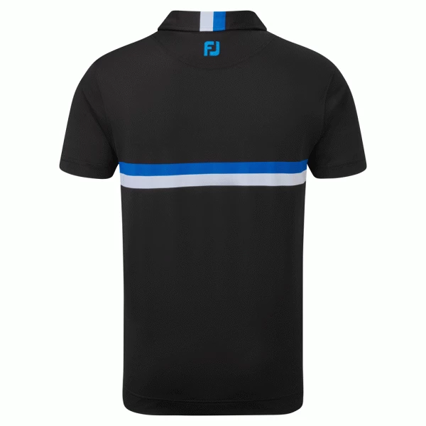 FOOTJOY DOUBLE CHEST BAND PIQUE GOLF POLO SHIRT – BLACK - Image 2