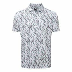 FOOTJOY MINI FLORAL LISLE GOLF POLO SHIRT – WHITE / WATERMELON / SEA GREEN