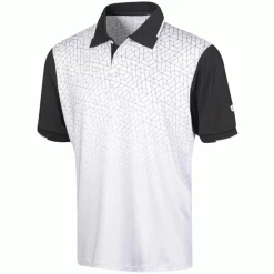 ISLAND GREEN GRADED GEOMETRIC GOLF POLO SHIRT – WHITE
