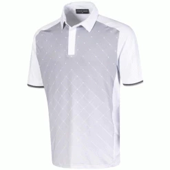 ISLAND GREEN GRADIATION PRINT GOLF POLO SHIRT – WHITE