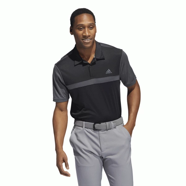 ADIDAS PRIMEGREEN COLOURBLOCK GOLF POLO SHIRT – BLACK - Image 3