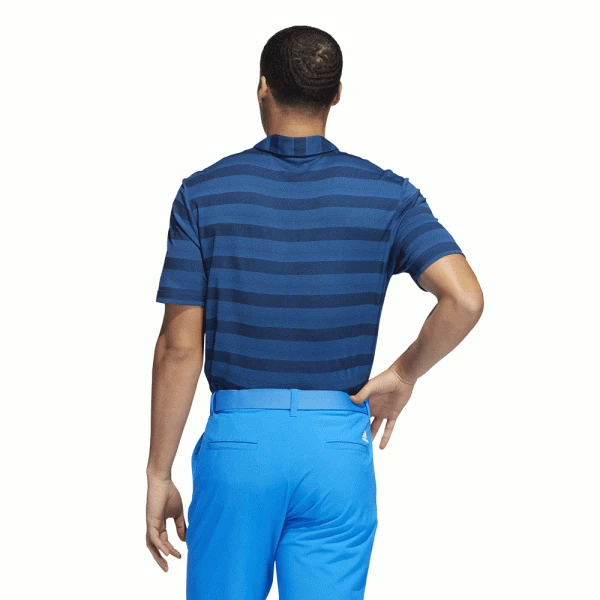 ADIDAS PRIMEGREEN 2 COLOUR STRIPE GOLF POLO SHIRT – BLUE RUSH - Image 3