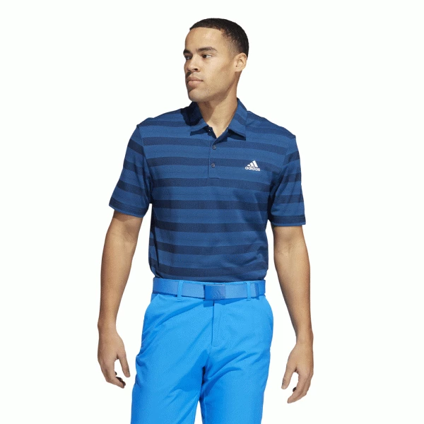 ADIDAS PRIMEGREEN 2 COLOUR STRIPE GOLF POLO SHIRT – BLUE RUSH - Image 2
