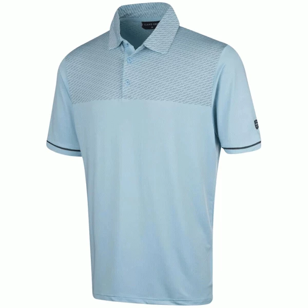 ISLAND GREEN HIGHLIGHTED DASH PRINT GOLF POLO SHIRT – AQUA