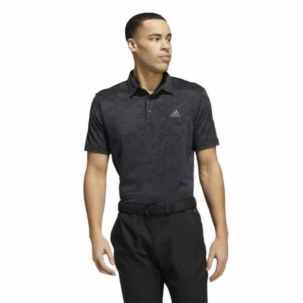 ADIDAS JACQUARD GOLF POLO SHIRT β BLACK - Image 2
