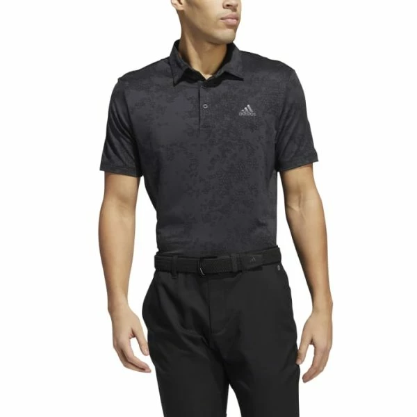 ADIDAS JACQUARD GOLF POLO SHIRT β BLACK - Image 3