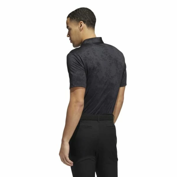 ADIDAS JACQUARD GOLF POLO SHIRT β BLACK - Image 4