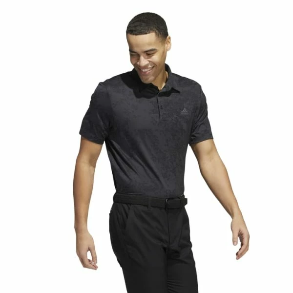 ADIDAS JACQUARD GOLF POLO SHIRT β BLACK - Image 5
