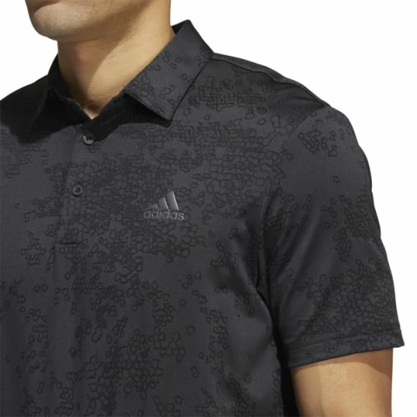 ADIDAS JACQUARD GOLF POLO SHIRT β BLACK - Image 6