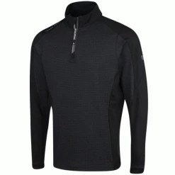 ISLAND GREEN GEOMETRIC PRINT 1/4 ZIP PULLOVER – BLACK