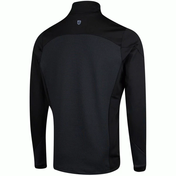 ISLAND GREEN GEOMETRIC PRINT 1/4 ZIP PULLOVER – BLACK - Image 2