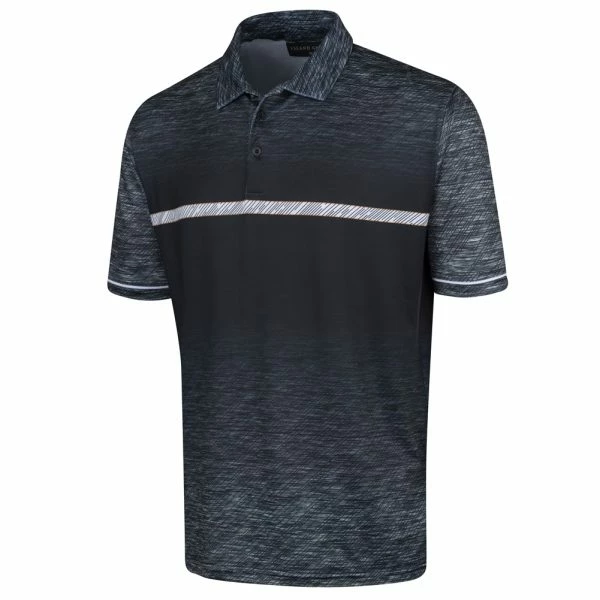 ISLAND GREEN GRADIANT PRINT GOLF POLO SHIRT – BLACK