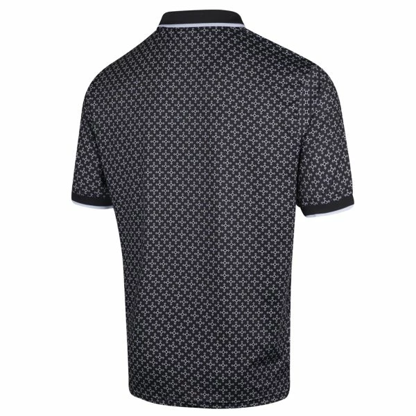 ISLAND GREEN GEOMETRIC PRINT GOLF POLO SHIRT – BLACK - Image 2