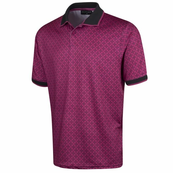 ISLAND GREEN GEOMETRIC PRINT GOLF POLO SHIRT – MULBERRY